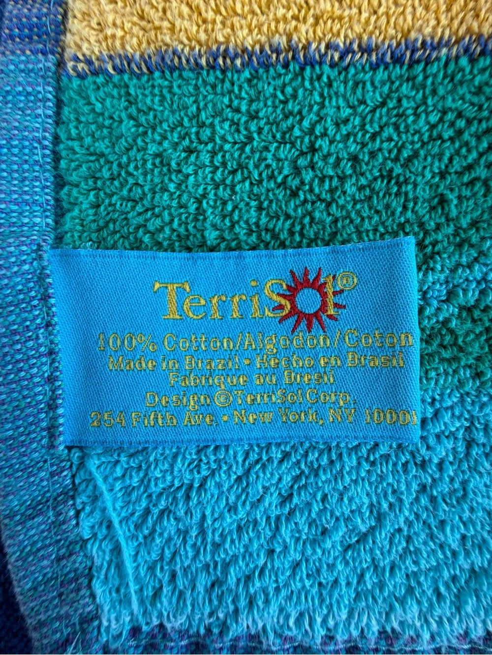 VTG TerriSol Retro Sailboat Oversized Beach Towel Blanket 100% Cotton 54” x 61”